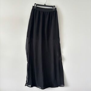 H&M DIVIDED sheer overlay Elegant Black Maxi mini Skirt lightweight size 4